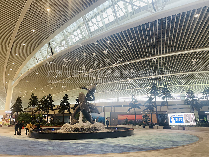 山東青島膠東國際機場仿真樹、仿真植物園林造景