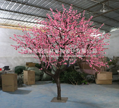 木桿仿真桃花樹