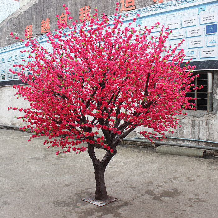 玫紅仿真桃花樹